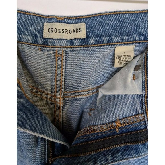 Crossroads Women's High Waist Blue Denim Jean Shorts 12 - Picture 3 of 4